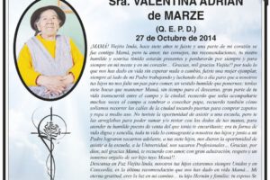 Obituario de Valentina Adrián de Marze