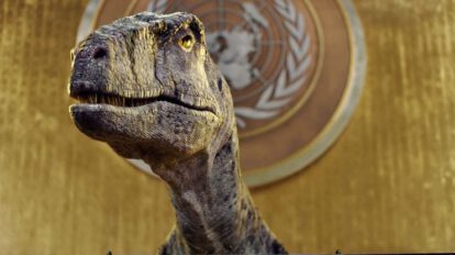 Crisis climática global protagonizada por un dinosaurio en video de la ONU