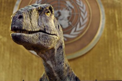 Crisis climática global protagonizada por un dinosaurio en video de la ONU
