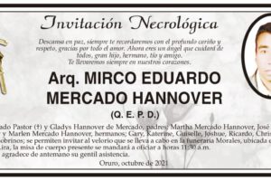 Invitación Necrológica Arq. Mirco Eduardo Mercado Hannover
