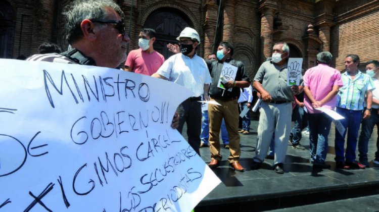 Protesta contra la impunidad por el secuestro de periodistas en Guarayos