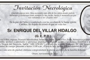 Invitación Necrológica para Enrique Del Villar Hidalgo