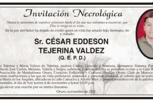 Invitación Necrológica para César Eddeson Tejerina Valdez