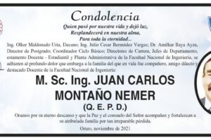 Condolencia por Juan Carlos Montaño Nemer