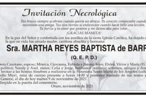 Invitación Necrológica de Martha Reyes Baptista