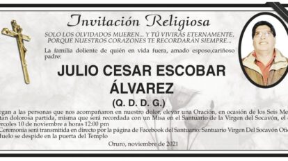 Invitación Religiosa para Julio Cesar Escobar Álvarez