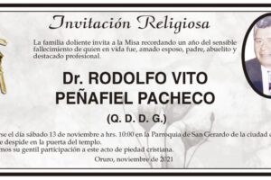 Invitación Religiosa: Dr. Rodolfo Vito Peñafiel Pacheco