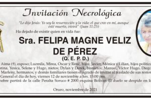 Invitación Necrológica: Felipa Magne Veliz de Pérez