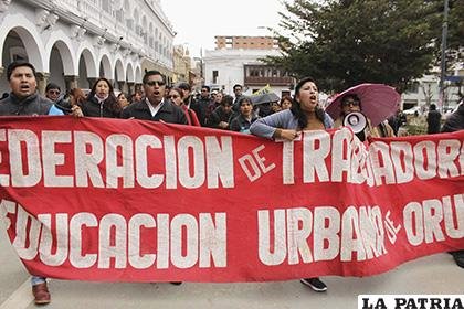 El magisterio urbano de Oruro todavía prevé movilizaciones