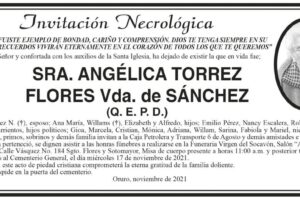 Invitación Necrológica SRA. ANGÉLICA TORREZ FLORES Vda. de SÁNCHEZ