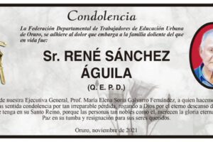 Condolencia por la muerte de René Sánchez Águila