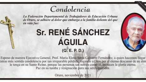 Condolencia por la muerte de René Sánchez Águila