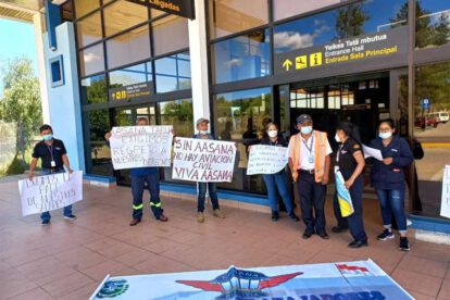 Protestas de trabajadores de Aasana en aeropuertos