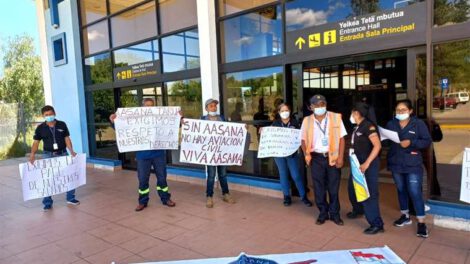 Protestas de trabajadores de Aasana en aeropuertos