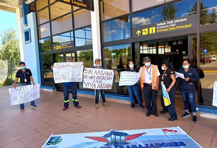 Protestas de trabajadores de Aasana en aeropuertos