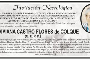 Invitación Necrológica de Viviana Castro Flores