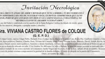 Invitación Necrológica de Viviana Castro Flores