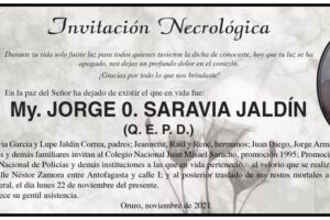 Invitación Necrológica: My. Jorge O. Saravia Jaldín