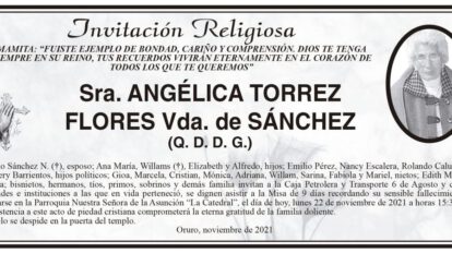 Invitación Religiosa para Angélica Torrez Flores