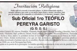 Invitación Religiosa para Teófilo Pereyra Garisto