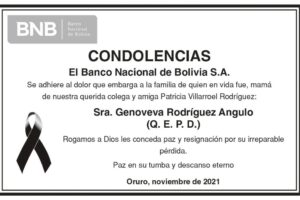 Condolencias por Genoveva Rodríguez Angulo