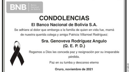 Condolencias por Genoveva Rodríguez Angulo