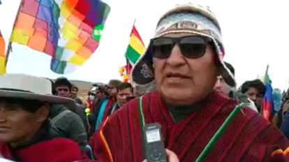 Evo Morales en la marcha de Caracollo hacia la ciudad de La Paz