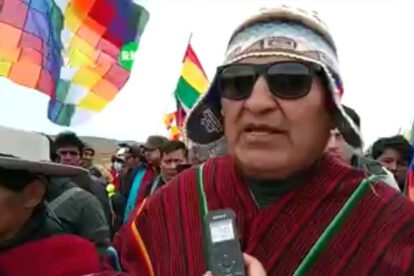 Evo Morales en la marcha de Caracollo hacia la ciudad de La Paz
