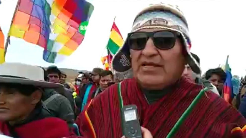 Evo Morales en la marcha de Caracollo hacia la ciudad de La Paz