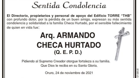 Condolencias por el fallecimiento del Arq. Armando Checa Hurtado