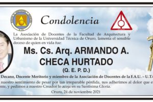 Condolencia por el fallecimiento de Armando A. Checa Hurtado