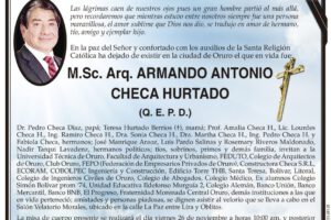 Invitación Necrológica de Armando Antonio Checa Hurtado