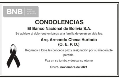 Condolencias por la pérdida de Arq. Armando Checa Hurtado