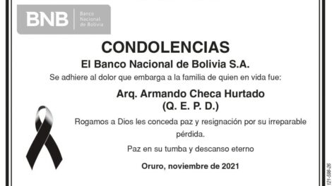Condolencias por la pérdida de Arq. Armando Checa Hurtado