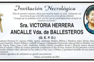 Invitación Necrológica de Victoria Herrera Ancalle