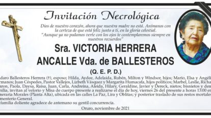 Invitación Necrológica de Victoria Herrera Ancalle
