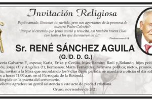 Invitación Religiosa para René Sánchez Aguila