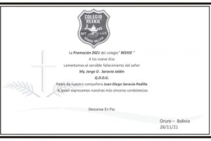 Necrológico de My. Jorge O. Saravia Jaldin