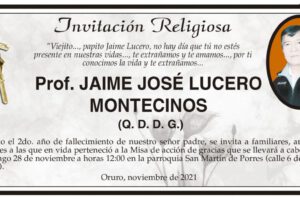 Invitación Religiosa en memoria de Prof. Jaime José Lucero Montecinos
