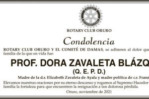 Condolencia por la Prof. Dora Zavaleta Blázquez