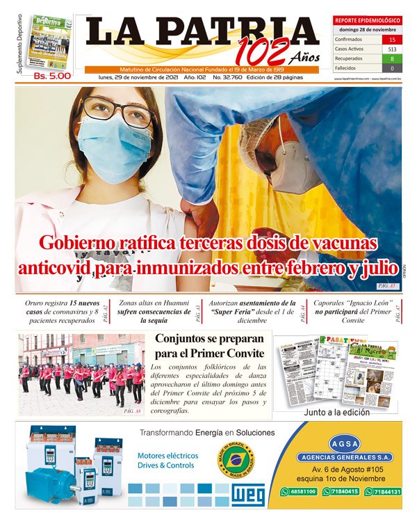 Edición impresa La Patria del 29 de noviembre de 2021