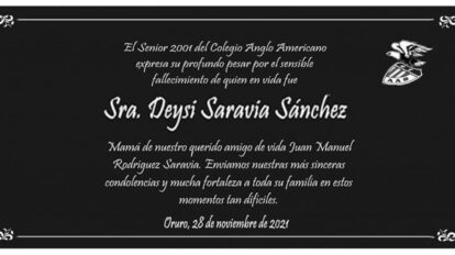Necrológico de Deysi Saravia Sánchez