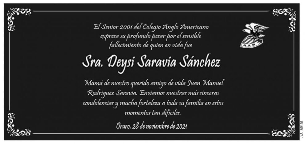 Necrológico de Deysi Saravia Sánchez