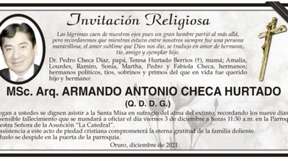 Obituario de Armando Antonio Checa Hurtado