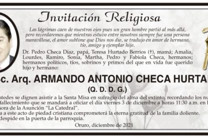 Obituario de Armando Antonio Checa Hurtado