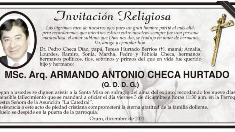 Obituario de Armando Antonio Checa Hurtado