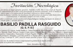 Invitación Necrológica para Basilio Padilla Rasguido