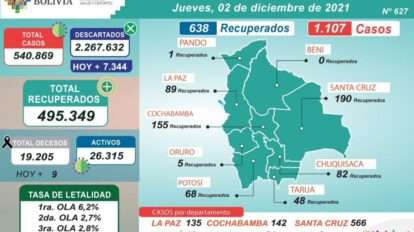 Registro diario de casos de Covid-19 en Bolivia