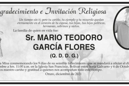 Agradecimiento e Invitación Religiosa por Mario Teodoro García Flores