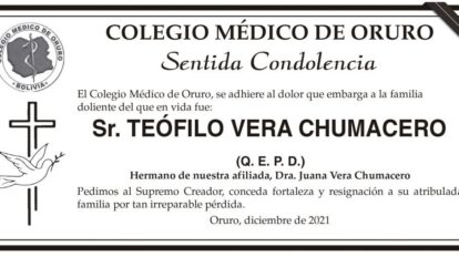 Teófilo Vera Chumacero Q. E. P. D.